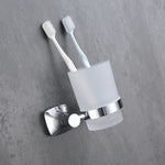 ensemble accessoires salle bain chrome porte serviette savon dentifrice gobelet mural métal