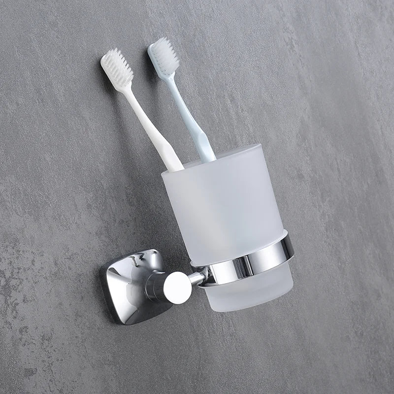 ensemble accessoires salle bain chrome porte serviette savon dentifrice gobelet mural métal