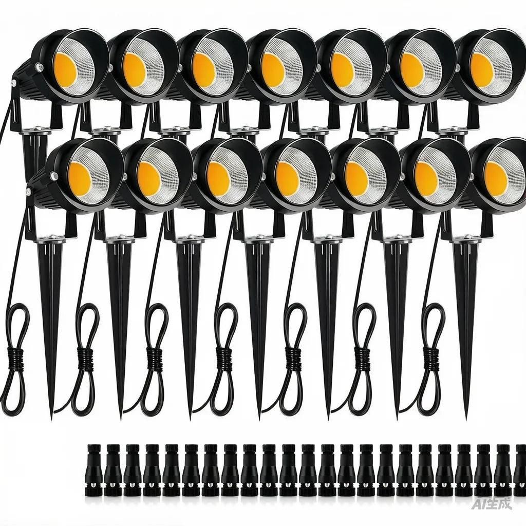 projecteur éclairage extérieur led 12v ip65 moderne câble connecteur piquet noir 1mètre