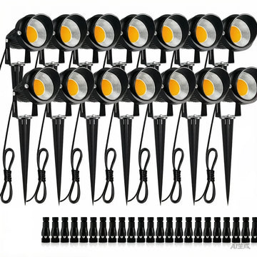 projecteur éclairage extérieur led 12v ip65 moderne câble connecteur piquet noir 1mètre