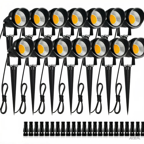 projecteur éclairage extérieur led 12v ip65 moderne câble connecteur piquet noir 1mètre
