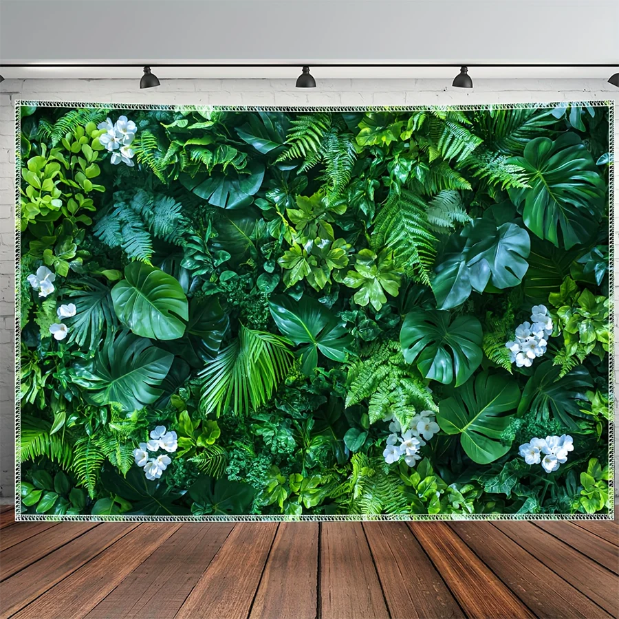 tapisserie murale feuilles tropicales clips moderne naturel vert blanc polyeste chambre salon