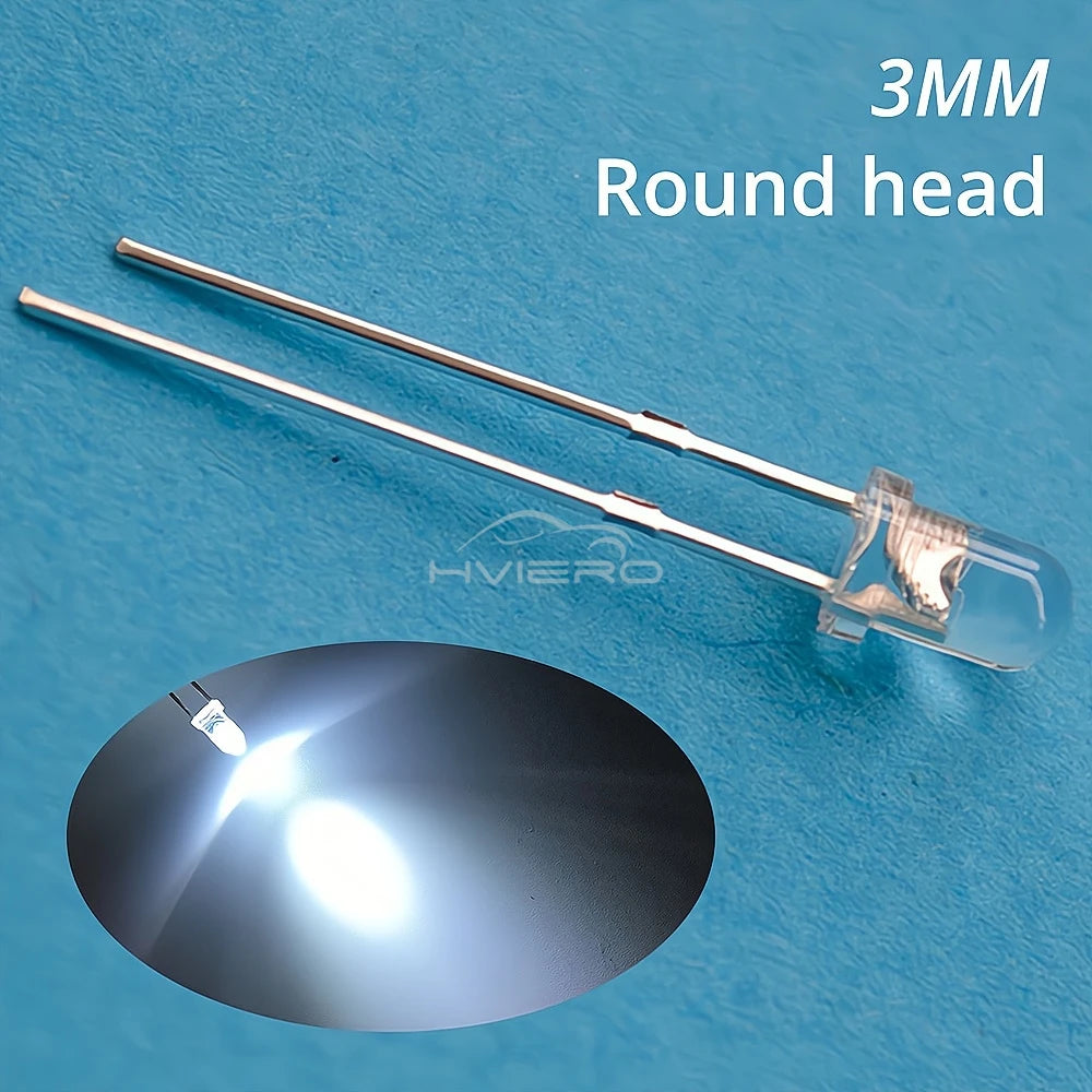 diodes led bleu vert rouge blanc rose violet orange 3mm round transparent 1000 pièces