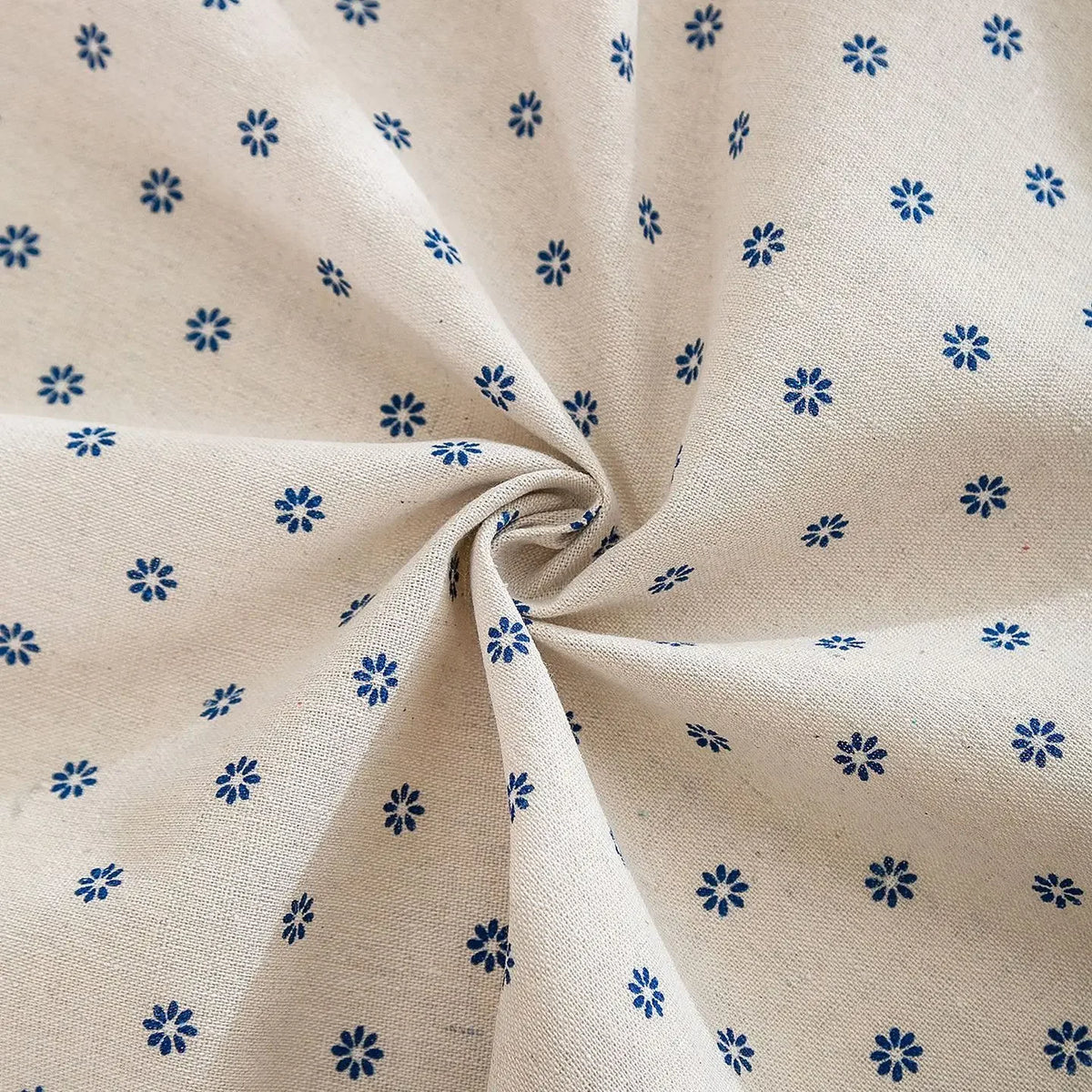 nappe ronde imperméable petits motifs floraux coton polyester pompons rustique extérieur intérieur