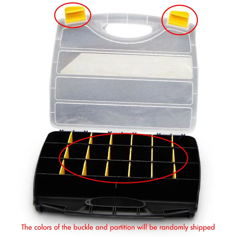 Boîte de rangement outils avec 21 compartiments fermée