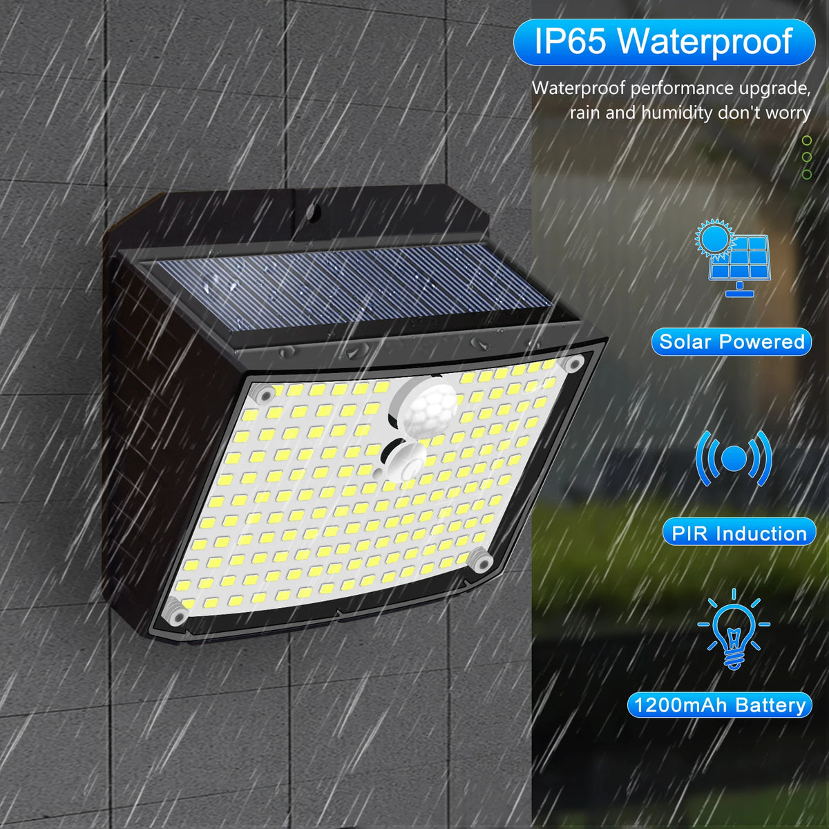 lampe solaire extérieure ip65 led noir moderne capteur mouvement autonomes