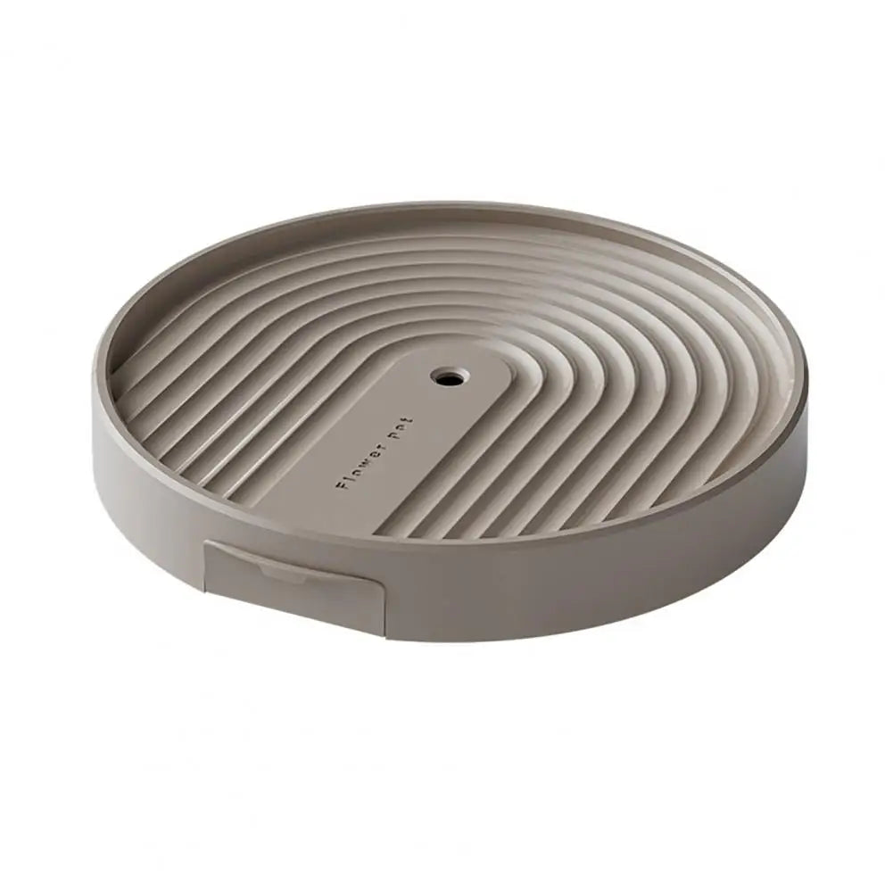 support plante roulettes collecte eau moderne gris clair rayures concentriquesversibleintérieur