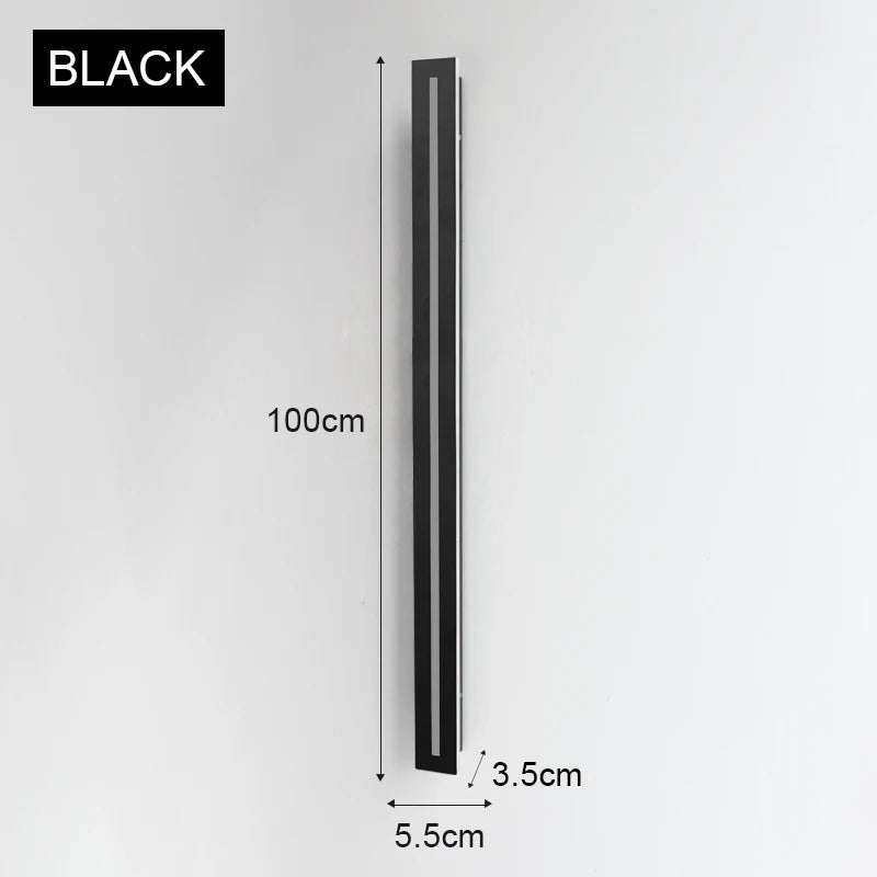 lampe murale led extérieure moderne noir blanc 40cm 60cm 80cm 100cm 120cm
