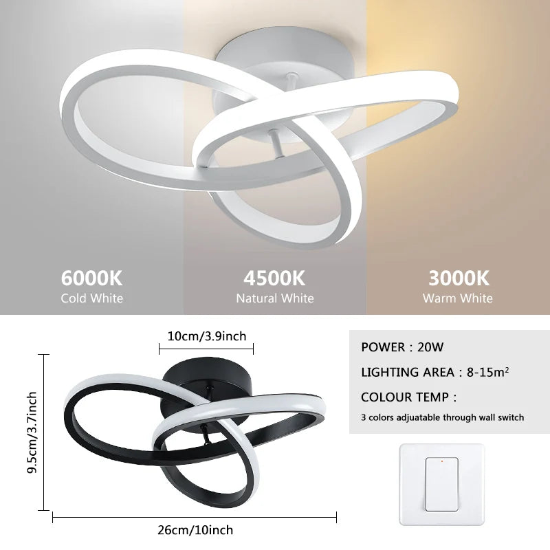 luminaire led blanc noir moderne abstrait surface éclairage quotidien couleurs interrupteur led driver
