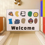 tapis d'accueil antidérapant moderne dessins animés lettres bienvenue couleurs vives entrée porteextérieur