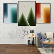 tableaux decoratifs abstraits moderne bleu orange vert geometriques chambre salon
