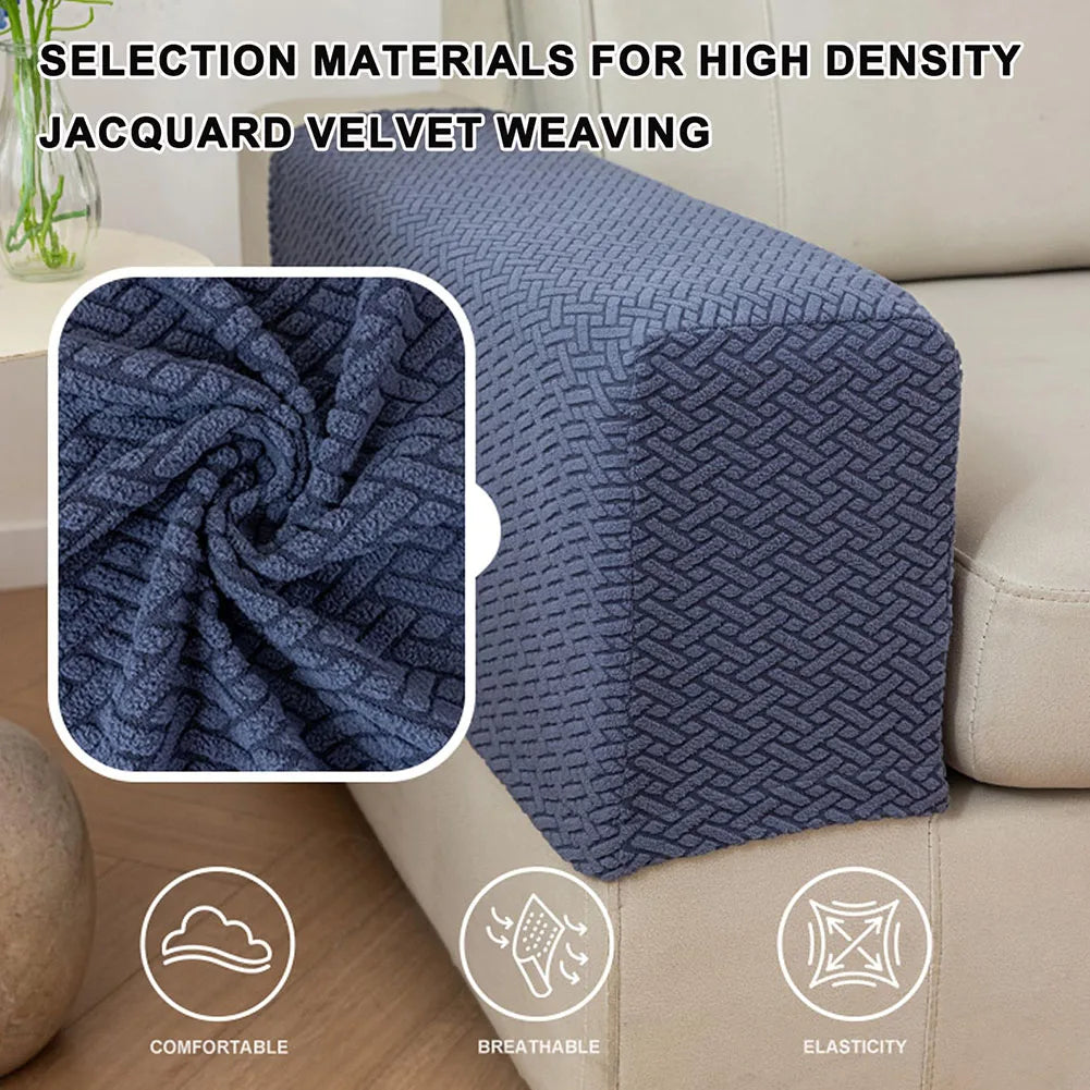 couvre main bleu marine tissé motifs géométriques moderne fixations washable chaise canapé protection meuble