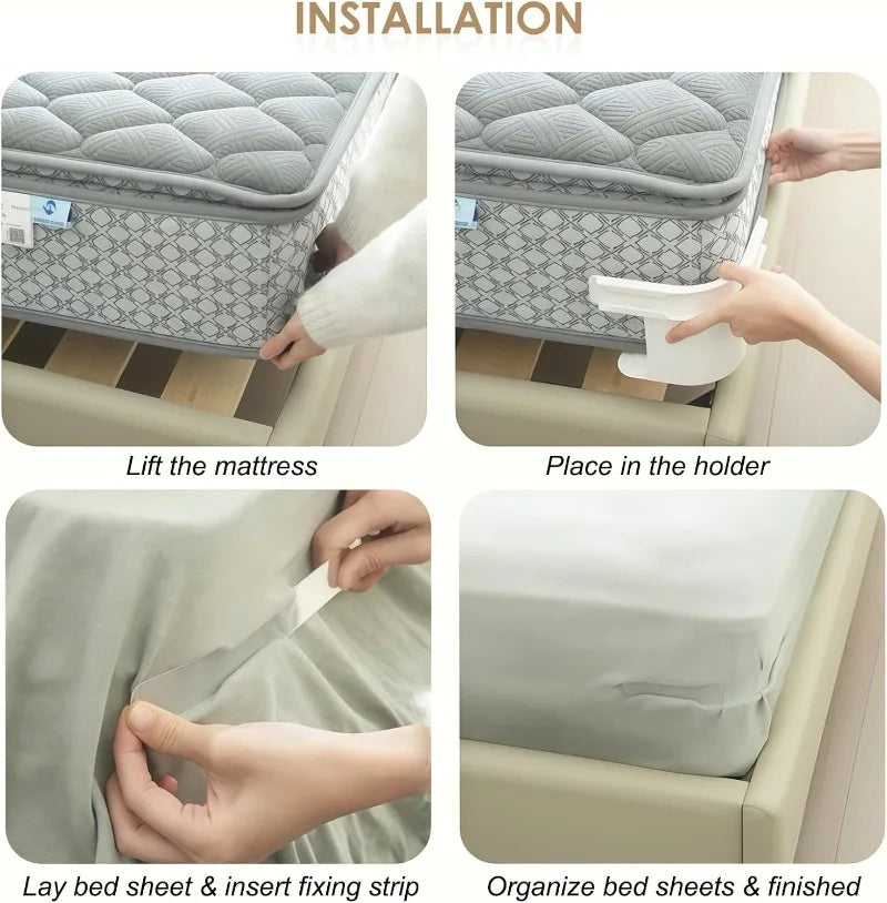 supports d'angle anti dérapage clip ajustable blanc gris moderne lit organisateur espace matelas fixations
