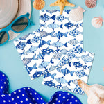 serviettes papier poissons stylisés fête enfant moderne océan blanc bleu anniversaire décors restaurant