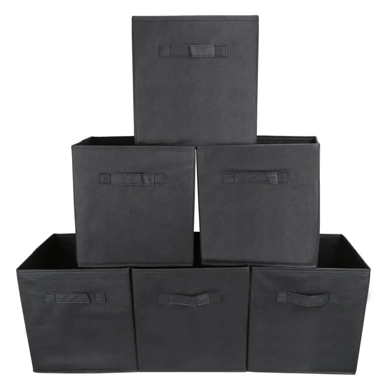 boîtes rangement pliables tissu noir modernes respectueuses environnement utilisation multiple rangement stockage poignées incluses