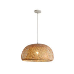 suspension lumineuse tissage bambou naturel moderne rustique 26cm opacité câble noir