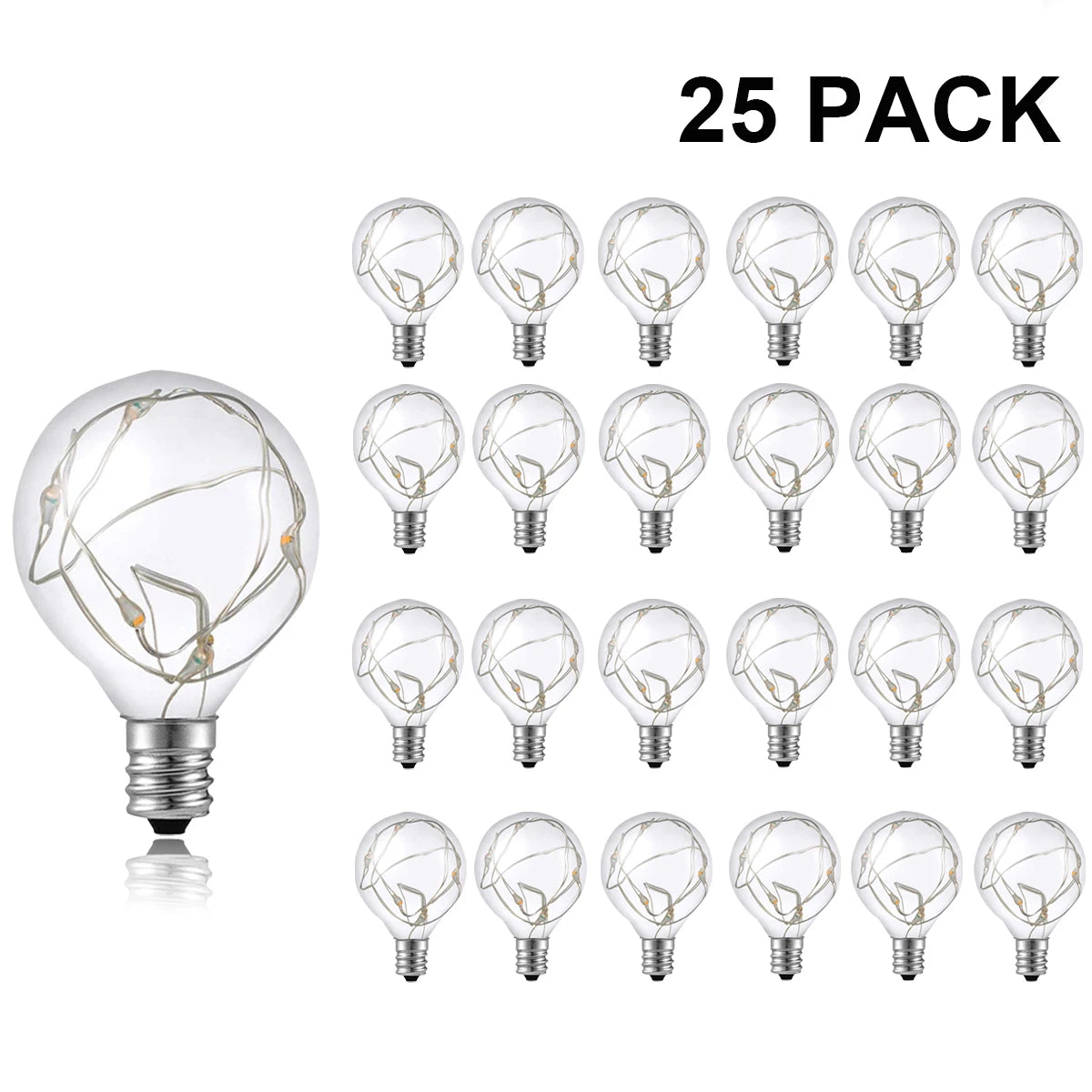 ampoules led g40 fil cuivre transparentes dorées opalescentes vintage e12 25pcs 2700k 3v