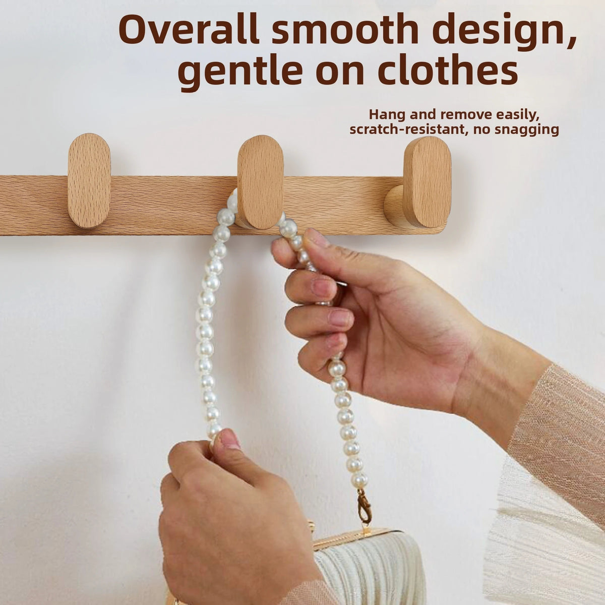 porte sacs mural bois naturel clair trois crochets adhésif moderne minimaliste boîte rangement chambre