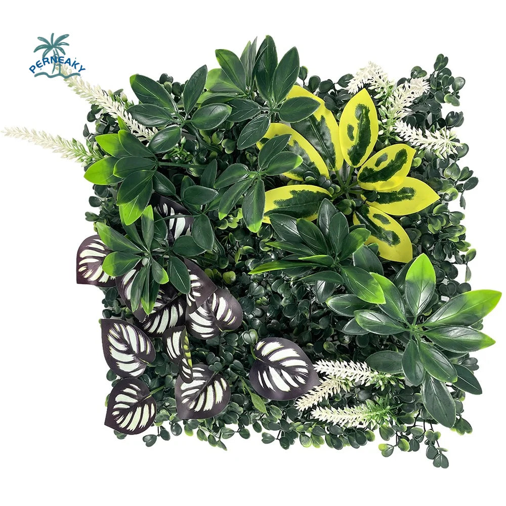 plantes artificielles végétales modernes feuilles variées opaques vert jaune blanc rouge extérieures tapis eucalyptus