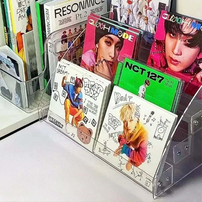 présentoir cd transparent moderne étages rangement dvd clips boîtes stockage acrylic