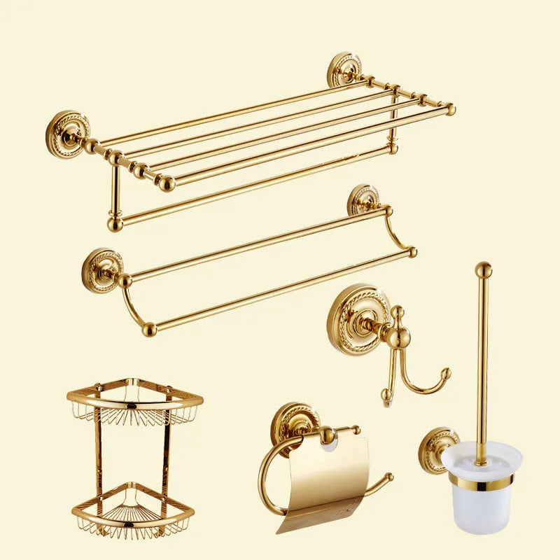 accessoires salle bain doré classique porte serviettes porte savon fixations vis