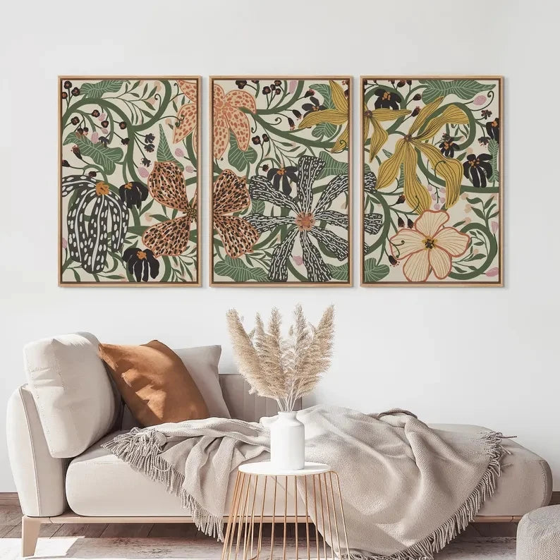 affiches murales modernes abstraites florales set deco chambre salon vertical