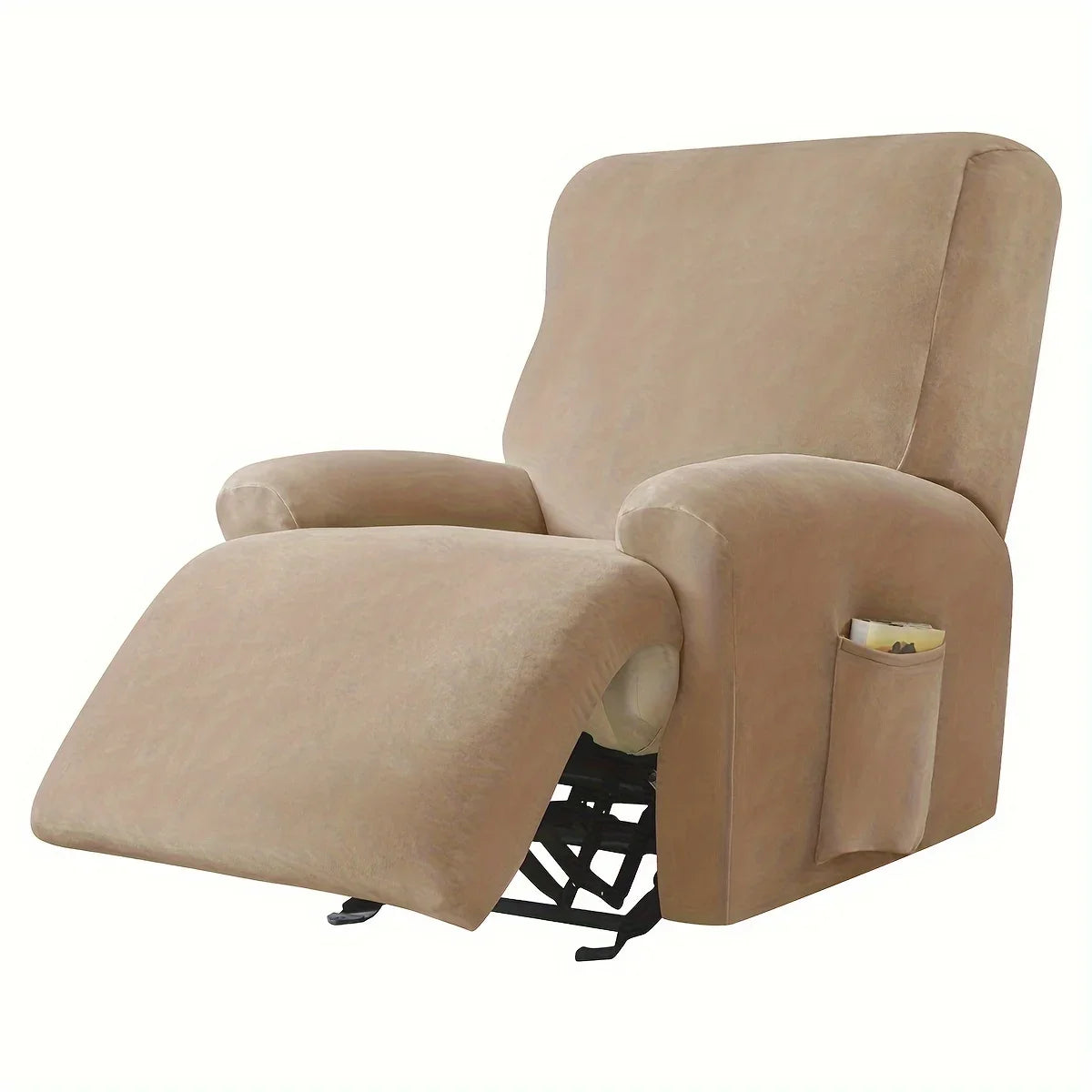 housses fauteuil beige gris bleu marine velours doux moderne confortable machine lavable anneaux fixations