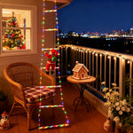 décoration noël lumineuse père noël guirlandes rayures colorées moderne adhésif rouge vert blanc