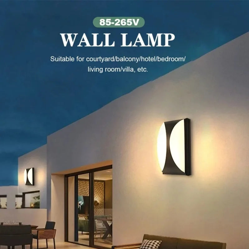 lampes murales led noir blanc géométrique ip66 moderne détecteur mouvement piro étanche
