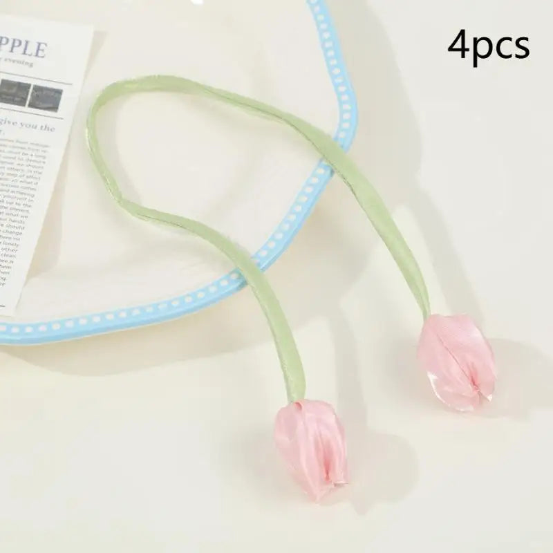 accessoires fenetre tulipes relief rose clair vert clair decoratif floral ruban réglable chambre maison