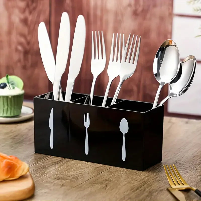rangement couverts moderne noir blanc couteaux fourchettes cuillères minimaliste cuisine porte couverts ustensiles organisation