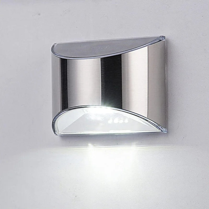 lampes murales solaires argentées modernes éclairage extérieur adhésif led minimaliste