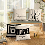 housse coussin polyester motif géométrique moderne beige noir lit salon voiture