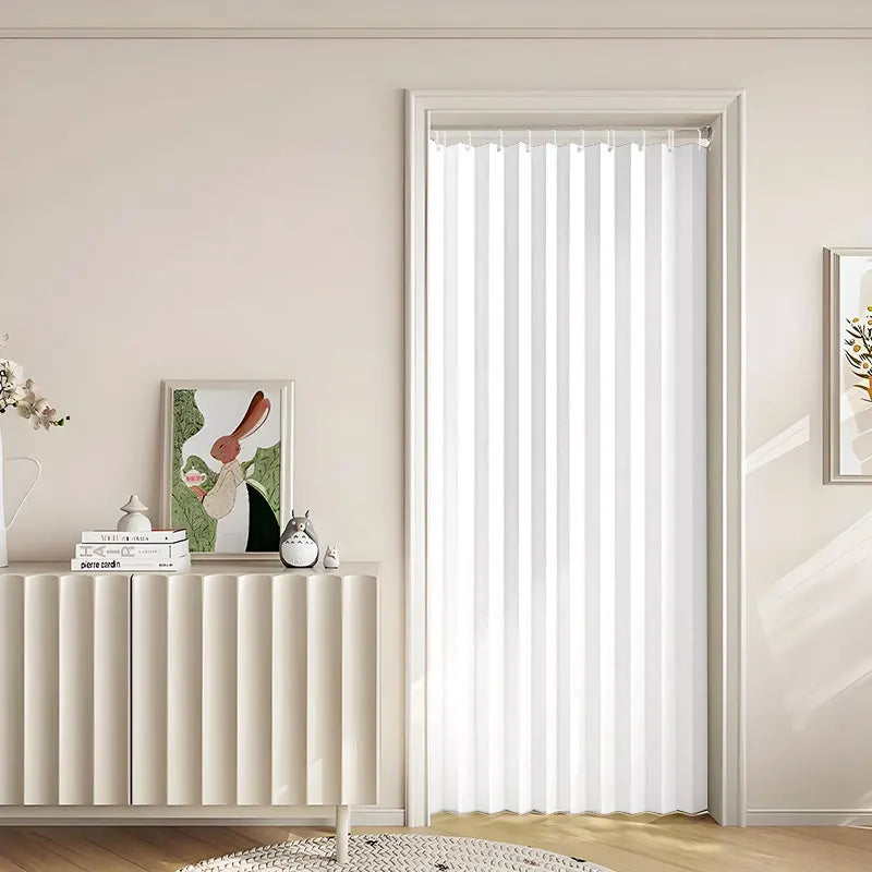 rideau plissé porte intérieure blanc noir gris beige plis verticaux moderne minimaliste tringle