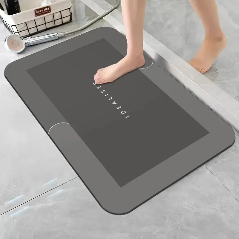 tapis bain gris moderne super absorbant antidérapant séchage rapide plat uni adhésif salon chambre