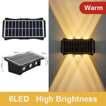lumière solaire murale led éclairage haut bas moderne panneaux solaires intégrés noir jaune orange