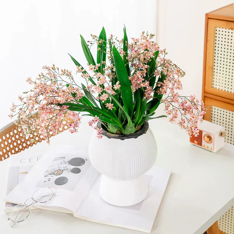 vase moderne plastique blanc imitation céramique ridée décoration intérieur salon
