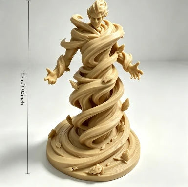 statue spirale vent fantôme noir blanc argenté artisanal main sculpté détails floraux base fantaisie