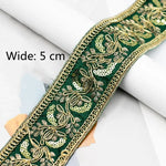 ruban decoratif brode floral paillettes dorées sequins blanc polyestere ecologique
