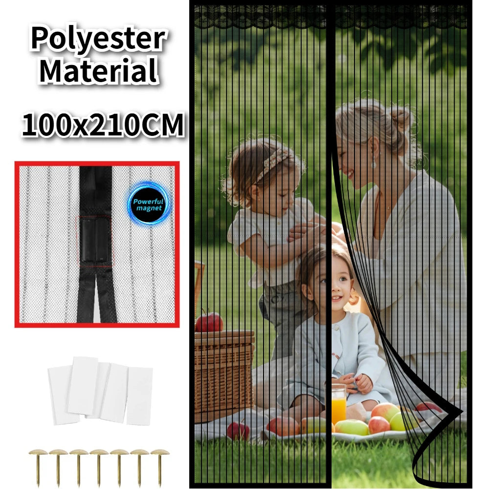 rideau moustiquaire porte aimants noir maille fine moderne anti moustiques automatique
