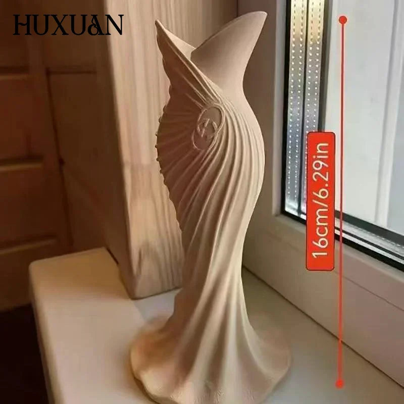 vase moderne résine blanc vert rose plissé minimalisteOpaque maison mariageDecoration