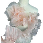 tissu plissé rose clair vert fluo bleu décoration élégante semi transparent fronces dentelle polyester
