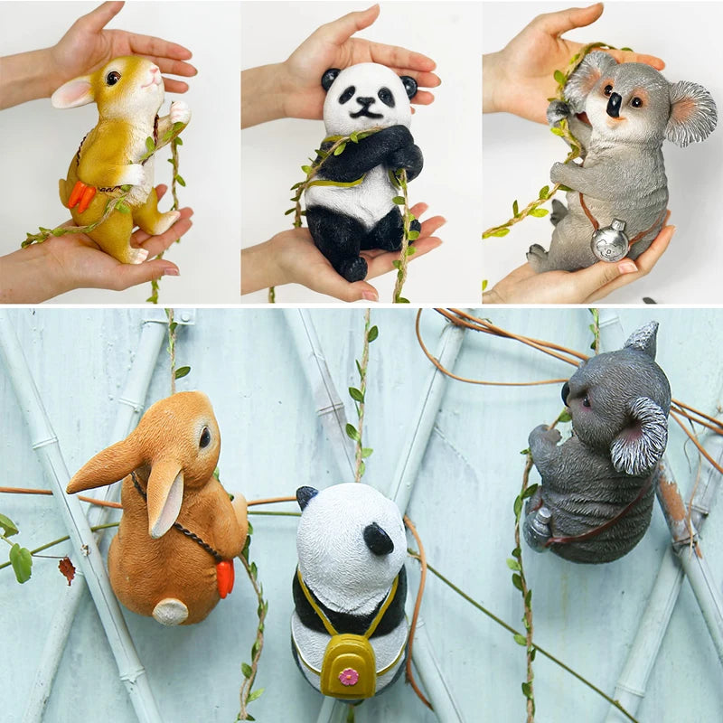figurines animaux décoratives koala panda lapin escalade corde extérieures patio jardin adorables enfants
