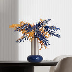 vase décoratif moderne bleu blanc orange lisse texturé géométriquebranches fleurs