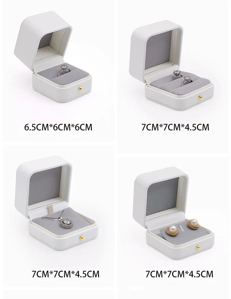 boîtes bijoux cuir blanc classique boutons dorés coffret cadeau emballage bijoux opacité matériauintérieur autres