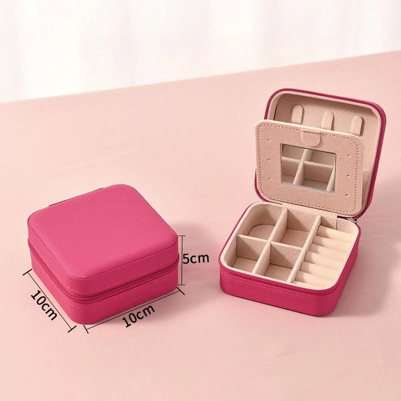boîte bijoux simili cuir moderne blanc rouge noir violet orange miroir compartiments clics
