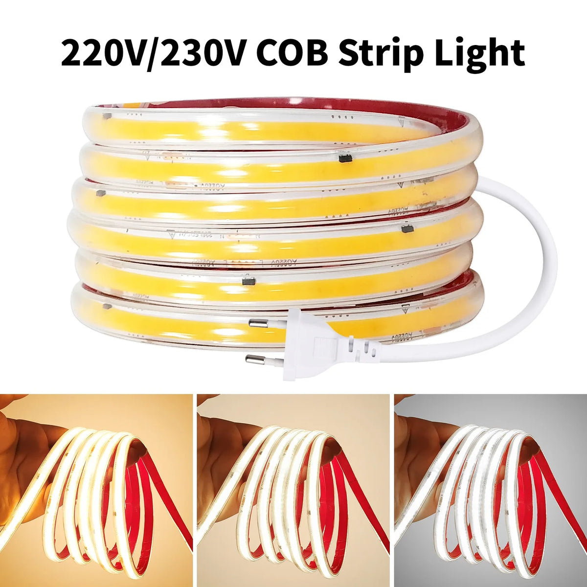 ruban led blanc rouge lisse moderne adhésif clips câble électrique 3000k 4000k 6500k