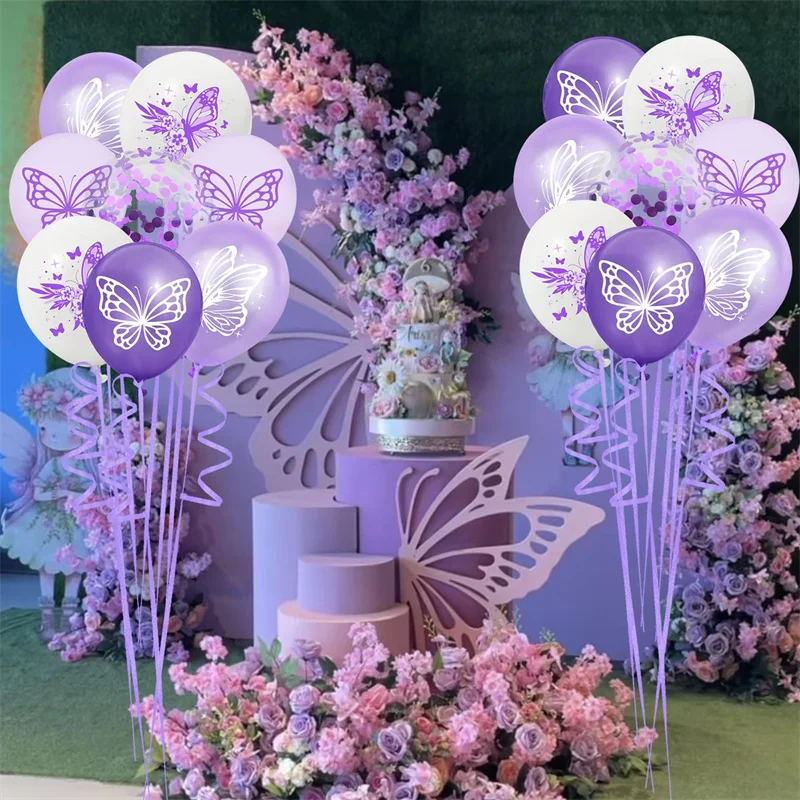 Ballon papillon motif fleur et papillon