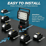 lampe travail led noir moderne interrupteur batteries makita 18v 1600lm 60w