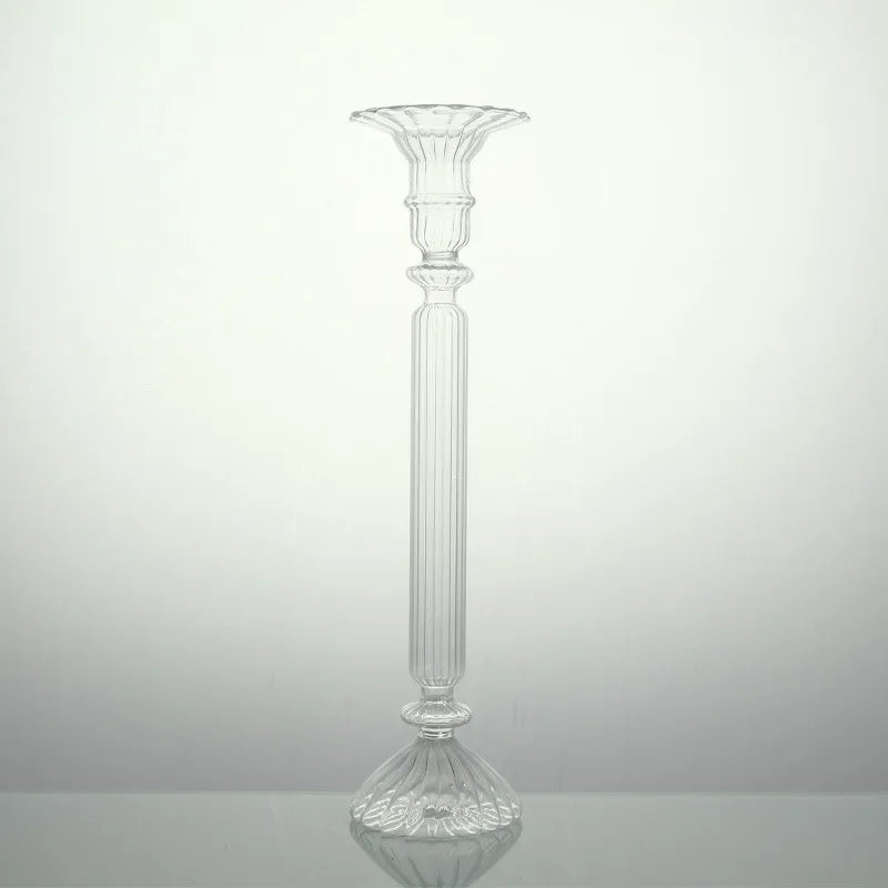 bougeoir verre moderne orange vert jaune rayures bordure ondulée transparent élégant décoration maison chandelle